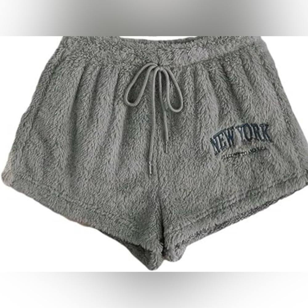 New Fleece SweatyRocks Women's Casual Fuzzy Pajama Shorts Fleece Lounge Short